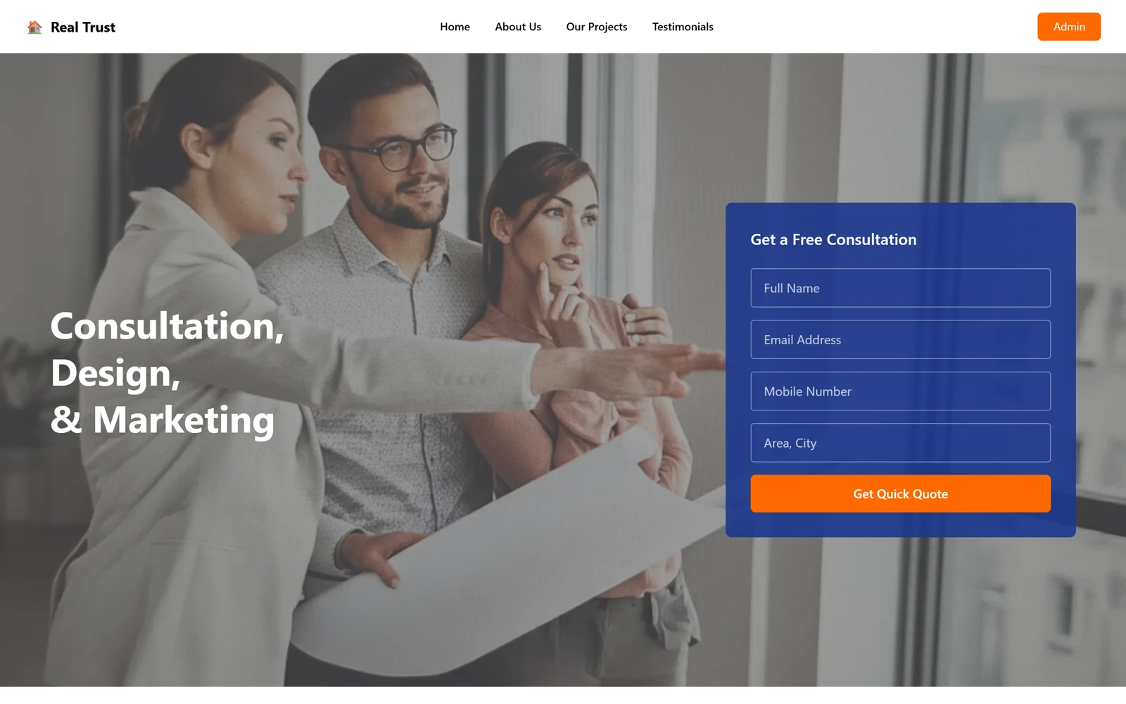 Screenshot of Real Estate Consultation & Marketing Site